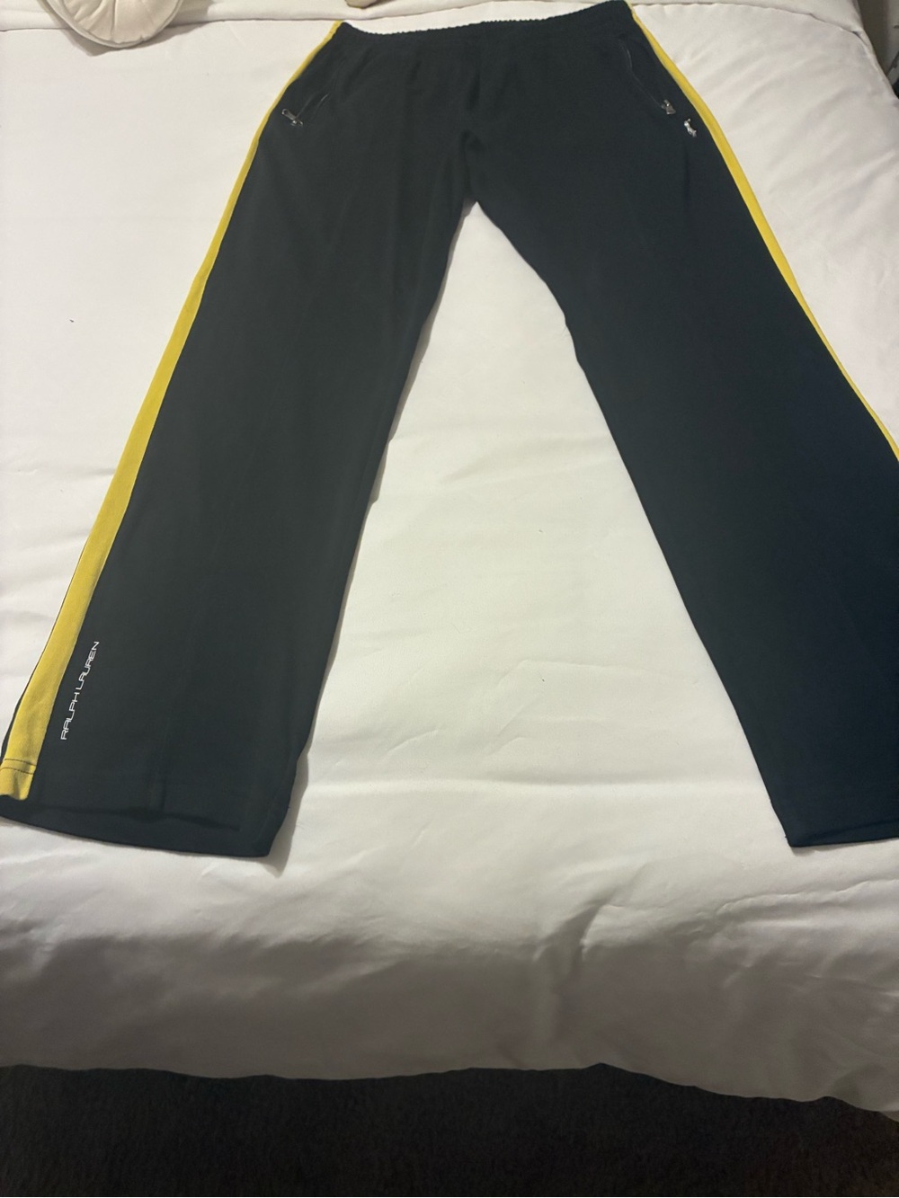 Polo by Ralph Lauren Black Sweatpants with Yellow Side Panels